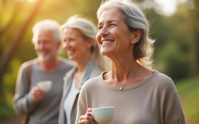 Diverse group of smiling adults 35+ in a warm, collaborative setting.